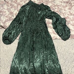 Anthropologie Green Patterned Dress